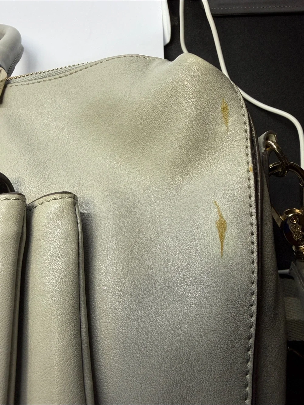 Anya Hindmarch Cream Leather Satchel with Gold Hardware